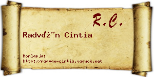 Radván Cintia névjegykártya
